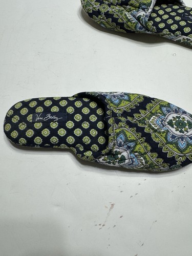 Vera BRADLEY Zipper Pouch Green & Blue Pattern Slippers and Bag size 7-8 - Picture 18 of 24
