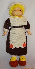 New Pilgrim Girl Doll 18" Crochet Finished Complete Thanksgiving
