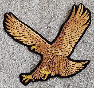 GROSSER GOLDADLER AUFNÄHER Tuch Abzeichen/Emblem/Abzeichen 25 cm x 24 cm Bikerjacke