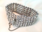 Sparkly Vintage WEISS 6-Row Clear Rhinestone Wide Clasp Bracelet