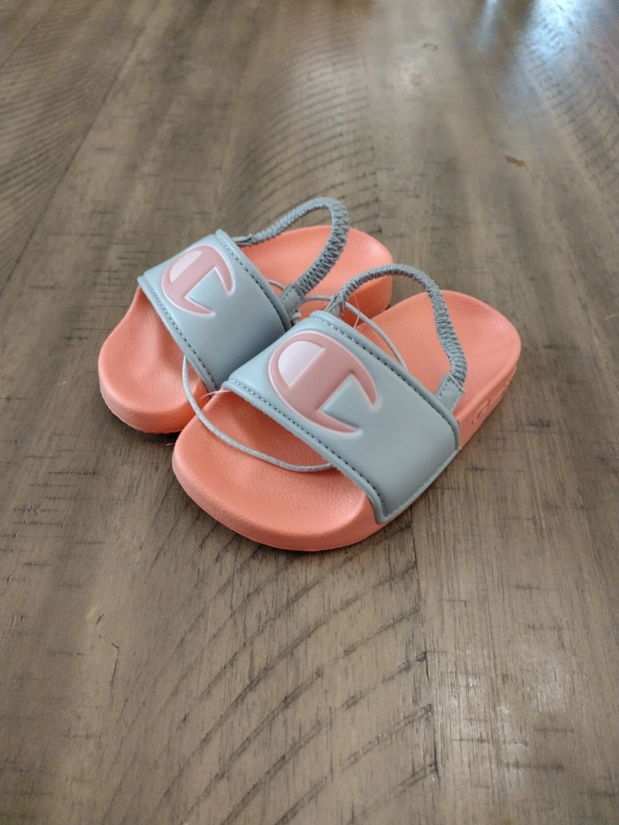Champion Toddler Girl s IPO Ankle Strap Slide Sandals Grey Coral