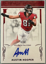 AUSTIN HOOPER 2016 National Treasures Rookie Autograph Jersey Number Red 76/81