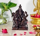 Antique Brass Lord Ganesha with Riddhi Siddhi Idol Statue Murti Height 7 inch