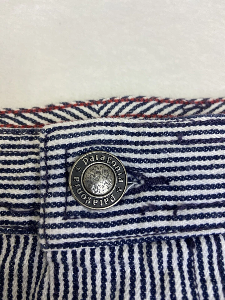 Patagonia Organic Cotton Blue & White Pinstripe Button Front Skirt Size 12 - Image 4 of 4