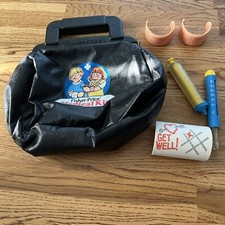 Vintage Fisher Price Medical Kit Black Doctor Bag with Accessories