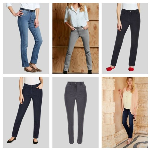 Womens Ladies Bon Marche Grey Navy Black Charcoal Denim Susie Slim Leg Jeans  | eBay