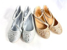 Girls Kids jeweled glitter strip ballet flats shoes party shoes