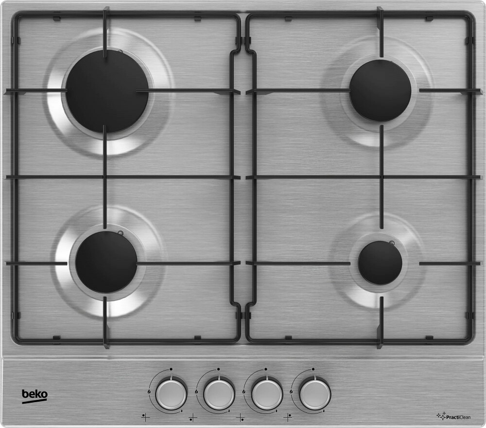 Beko Piano Cottura 4 Fuochi a Gas 60 cm in Acciaio Inox Opaco HIAG64224SXE