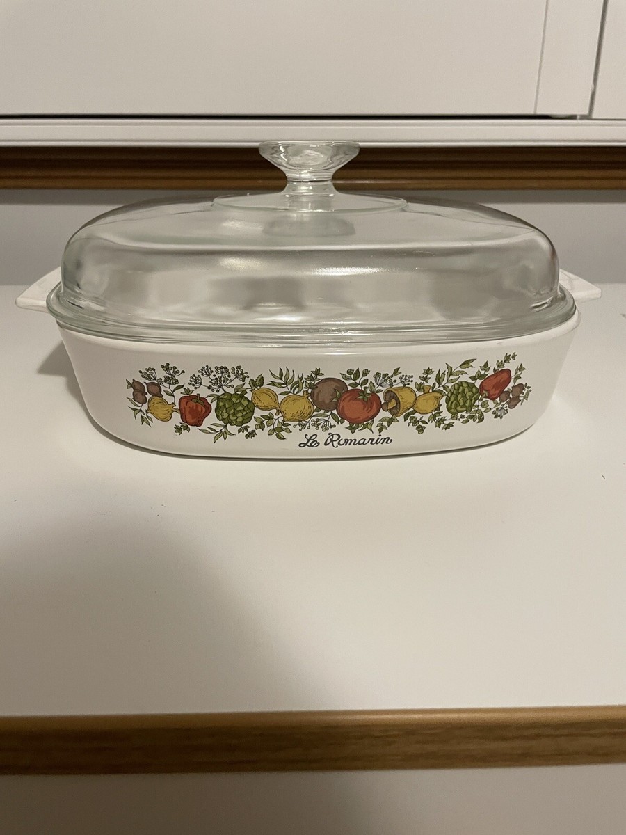 CORNING WARE Spice of Life LE ROMARIN Casserole Dish A-10-B 10x10x2 W/Pyrex  Lid