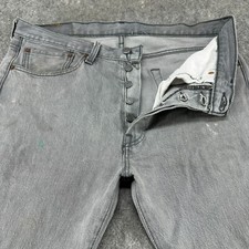 Levis 501 Jeans Mens 32x30 Gray Straight Leg Regular Fit Light Wash Button Fly