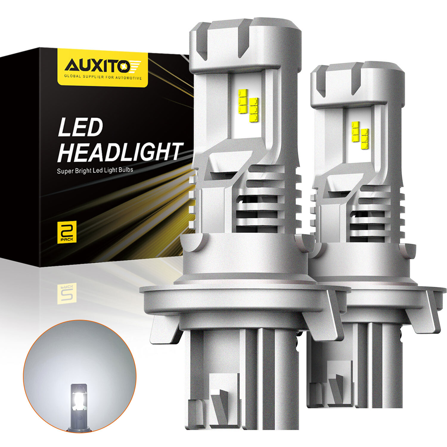 2pcs 9008 AUXITO LED H13 Headlight Kit Bulbs Low High Beam Light White M3