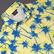 Sunday Swagger Shirt Men's M Yellow And Blue Palm Tree Polo Golf Performance
