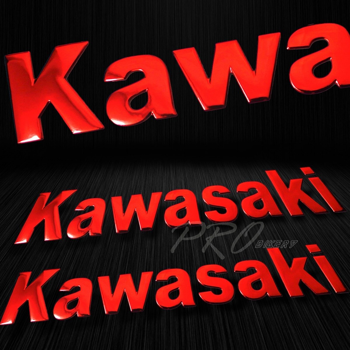 Pro_Bikery Chrome Red Fuel Tank Pad + 6 Emblem Stickers – Universal Fit For Kawasaki & More