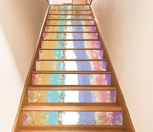 3D Color Mixing 600 Stair Risers Decoration Photo Mural Vinyl Decal Wallpaper - 第 1/6 張圖片