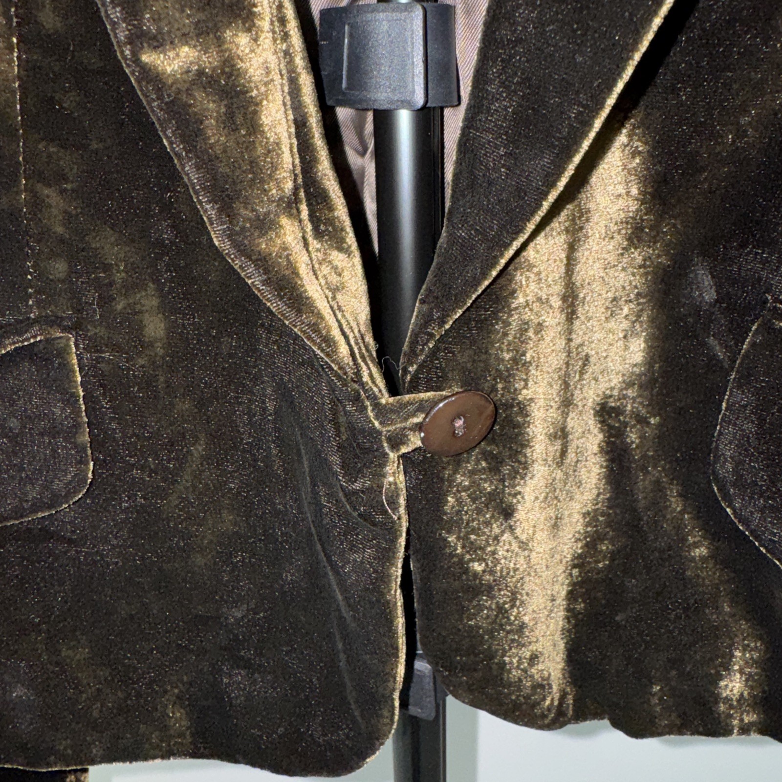 Zara Woman Rich Olive Brown Old Money Velvet Blazer Jacket Size Small image 4