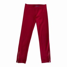 Children’s Place Leggings Girl Size 10 Cranberry Red Side Zippers at Hem Pull Up