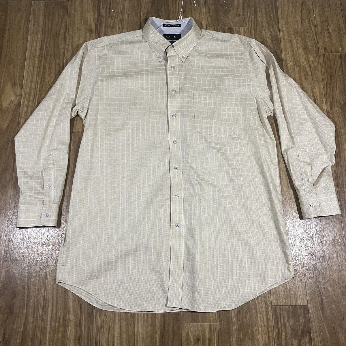 Paul Fredrick Dress Shirt Mens 18.5 Beige Check Non-Iron Classic Fit Long  Sleeve | eBay