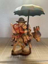 Anri Ferrandiz Riding Through The Rain 10.5 Inch with Umbrella