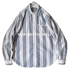 MARGARET HOWELL MHL Striped Shirt White Blue Red Size M F/S