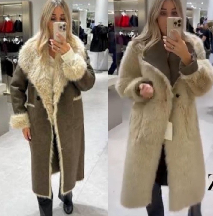 ZARA REVERSIBLE FAUX FUR DOUBLE-FACED LONG COAT  thumbnail 5
