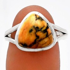 Natural Honey Dendritic Opal 925 Sterling Silver Ring s.9 Jewelry R-1005