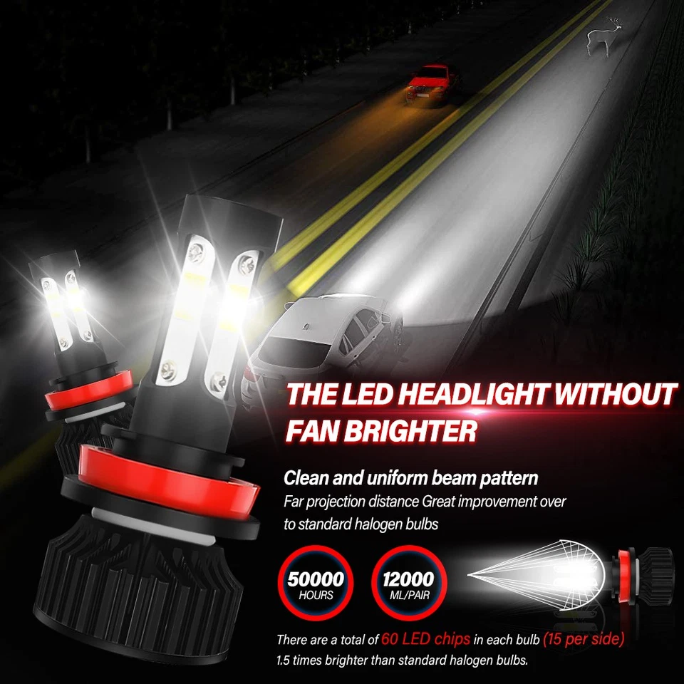 Para Chevy Impala Malibu 2006-2012 4x 6000K Faro LED Luz Baja + Kit Bombillas Antiniebla Foto 4 de 4