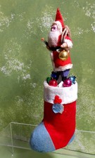 Japan Santa Standing in a Boot- Clay Face, Cotton
