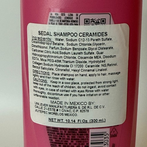 Sedal Shampoo Ceramides 10.14 Fl Oz (300ml) Set Of 7 New - Foto 3 di 6