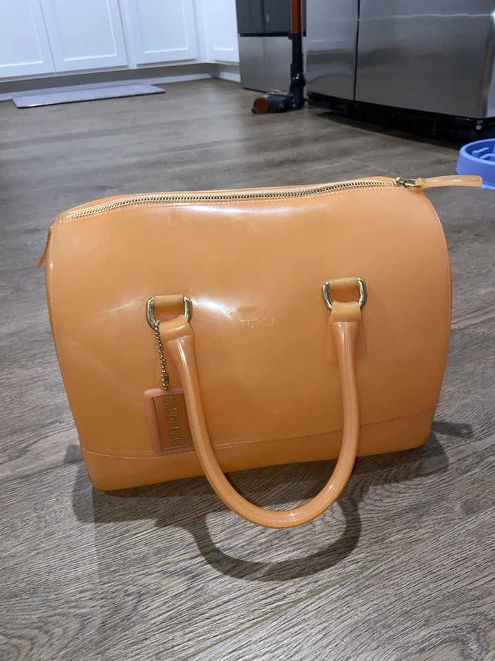 Furla 'конфеты' прозрачный ПВХ резиновый верхняя ручка сумка Дамская сумка светло-оранжевый - Изображение 3 из 4