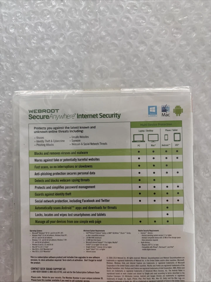 NEW Webroot Secure Anywhere Internet Security Install CD with license - Image 2 of 2