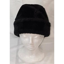 Mens Black Faux Fur Hat Winter Warm Trapper Hat Snow Ski