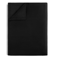 Queen Flat Sheet Only Black, Soft Brushed Microfiber Wrinkle Free Breathable