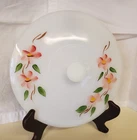 Vintage MCM Fire King Milk Glass Peach Blossom 9 ½” Casserole Lid USA