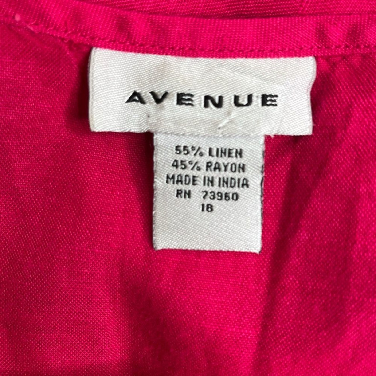 Avenue Pink Linen Rayon Maxi Shift Dress Square Neck Sleeveless Women Size 18