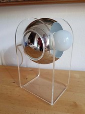 1970er Kugelleuchte Tischlampe Acryl Chrom - 21,5cm hoch - Space Age -