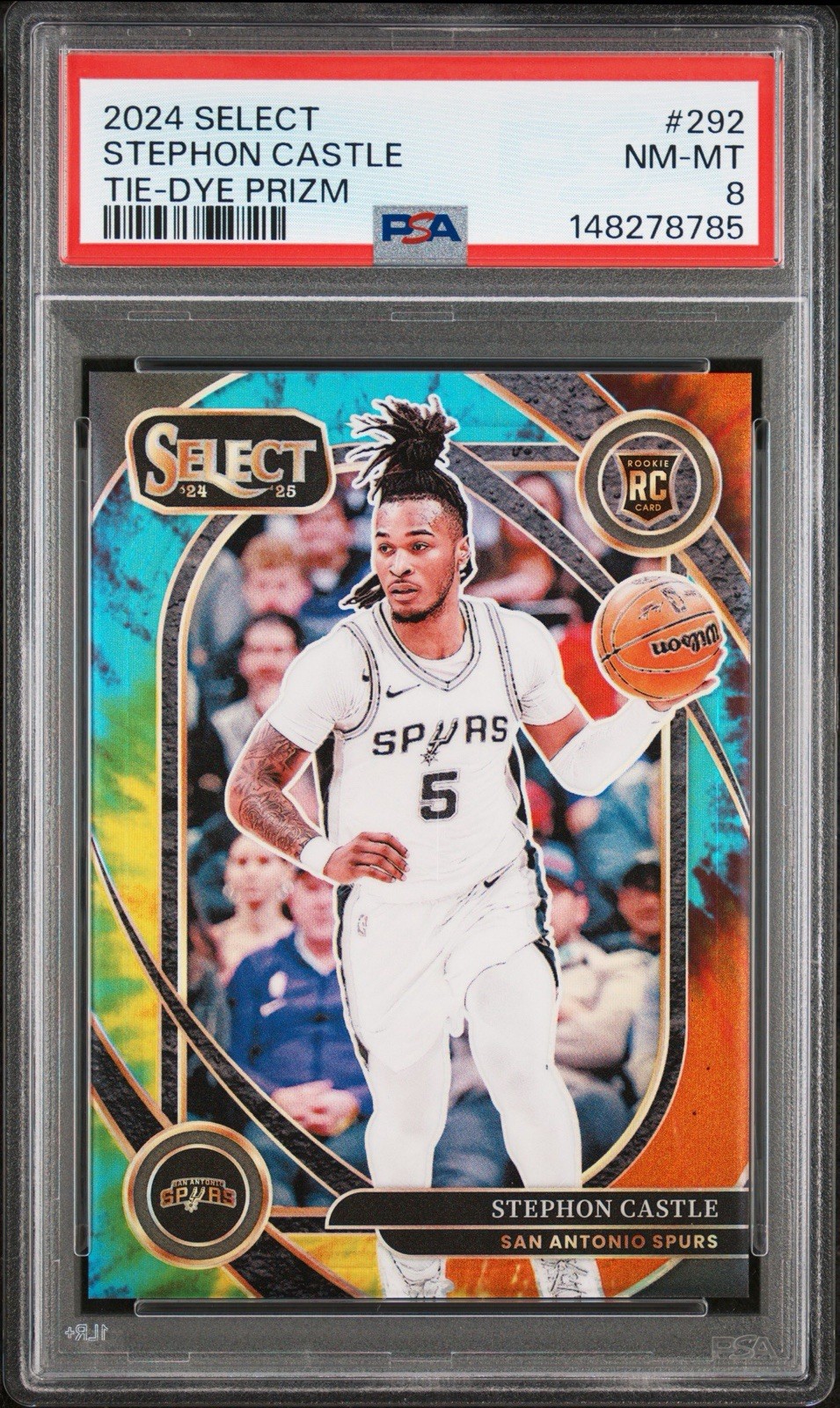 2024 PANINI SELECT TIE-DYE PRIZM #292 STEPHON CASTLE ROOKIE RC /25 PSA 8