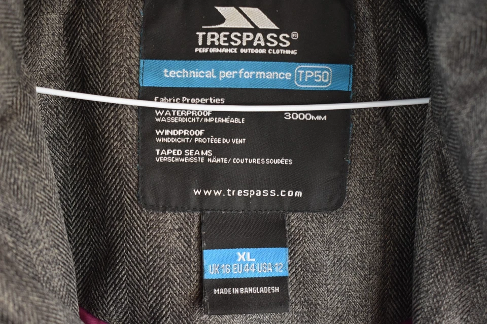 Abrigo acolchado gris TRESPASS talla Uk 16 para mujer con capucha cremallera completa informal al aire libre Foto 4 de 4