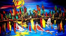 MANHATTAN CITY  ART  CANVAS PRINT stretched fine art BY KAZAV