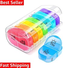 AM PM Pill Organizer - 7 Clear Cases for Vitamins and Supplements, Travel Ready