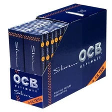 OCB Connoisseur Ultimate Rolling Papers 32ct Slim + Tips Natural Unbleached USA