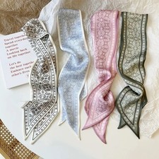 4pcs Silk Satin Scarf Hair Bands Women Ribbon Neck Tie Bag Handle Accessory