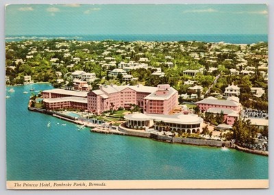 Princess Hotel Bermuda Postcard John Hinde Aerial View Hamilton Harbour 1960s