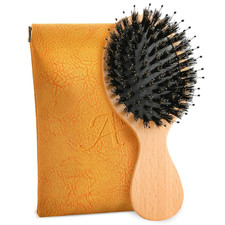 Mini Hair Brush, Travel Small Boar Bristle Hair Brush for Women Gift- Small Port