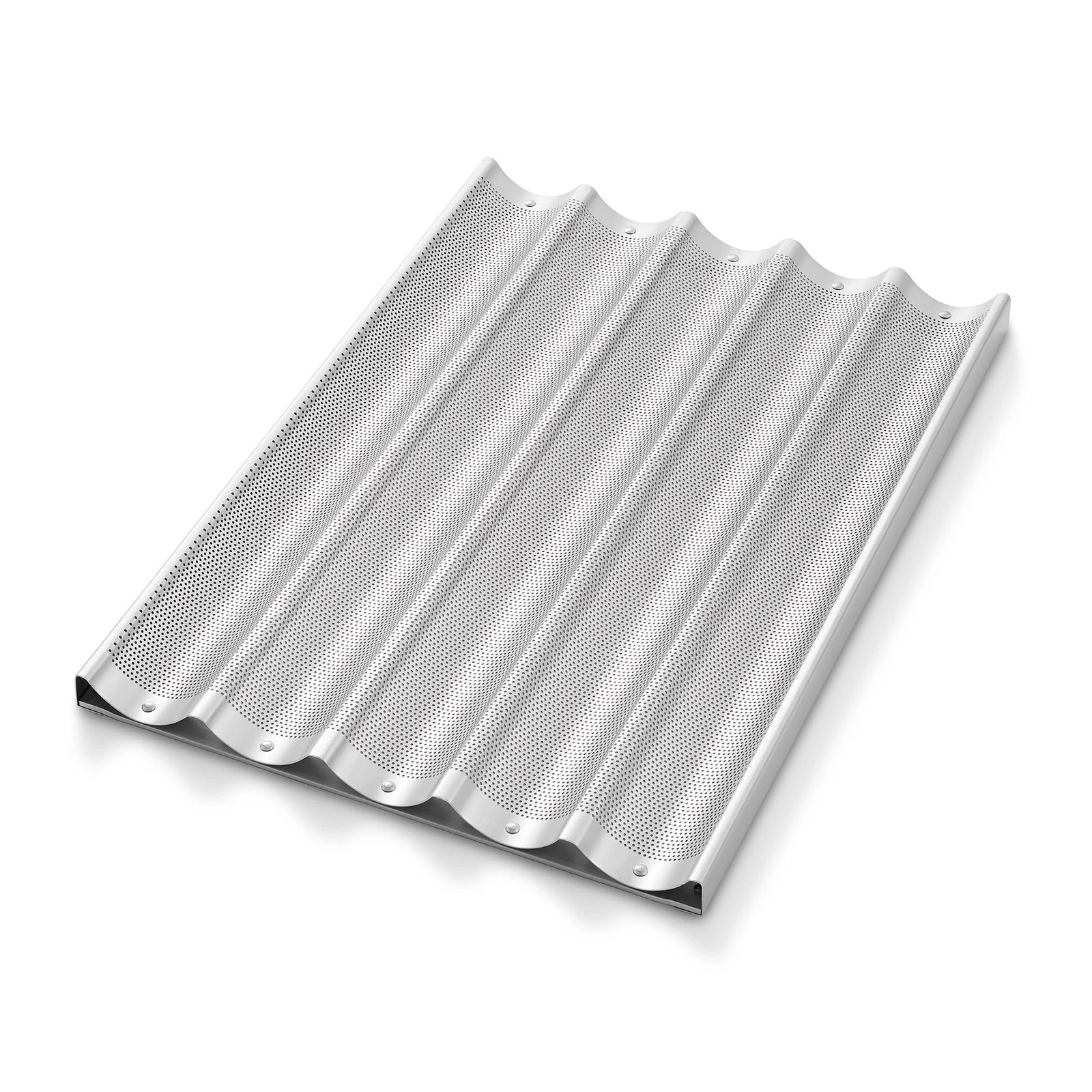 Commercial 18x26 Aluminum Baguette Pan, 5 Slot Long Perforated French Bread Pan
