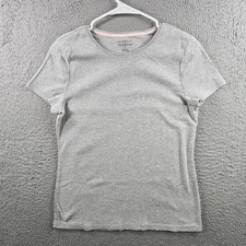 Talbots Tee Top Women Medium Cotton Short Sleeve Stretch Gray
