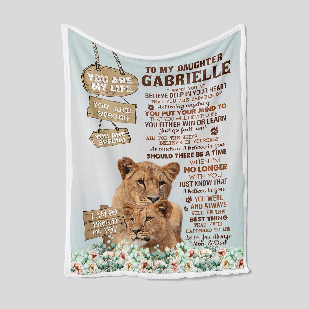 Personalized To My Daughter Lion Mom Name Blanket for Kids or Adults