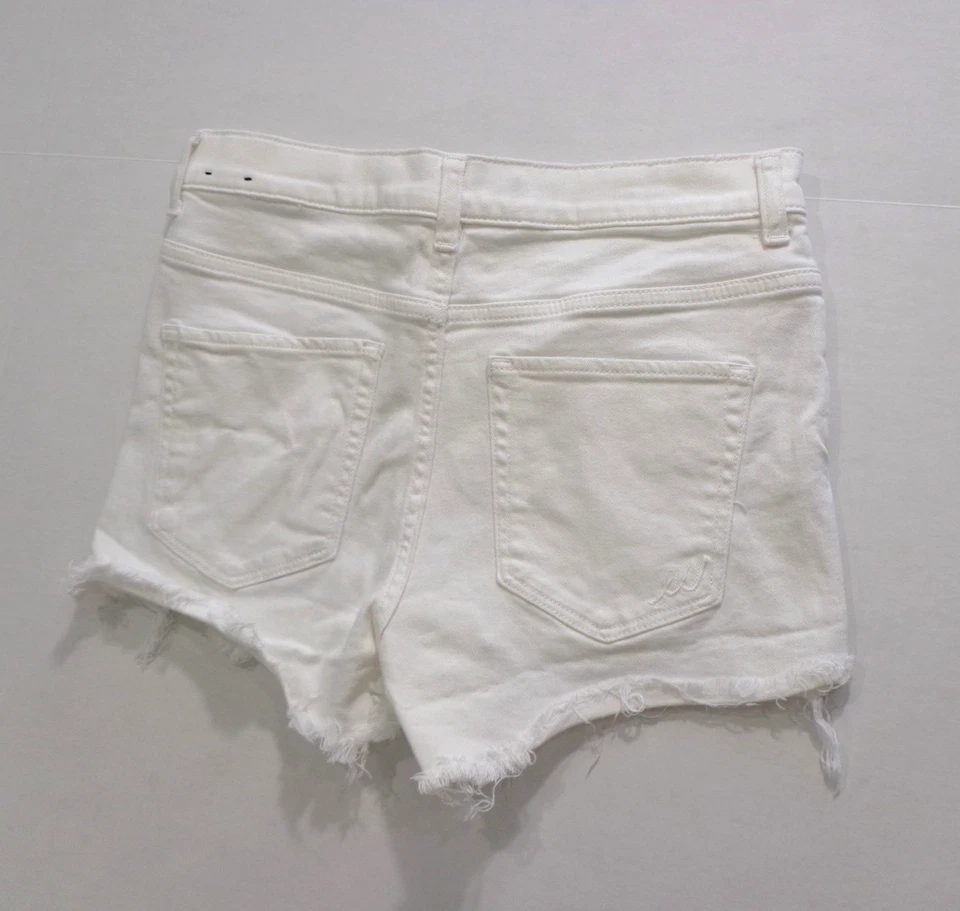 Express  White Jean Distressed Ripped High-waisted Raw Hem Shorts Women's Size 6 - Image 2 of 4