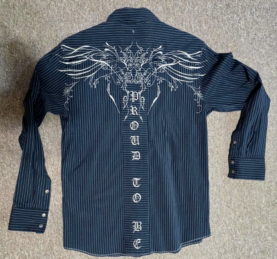 Camisa bordada Roar Signature masculina listra preta com botões G/S tamanho Gg - Imagem 4 de 4