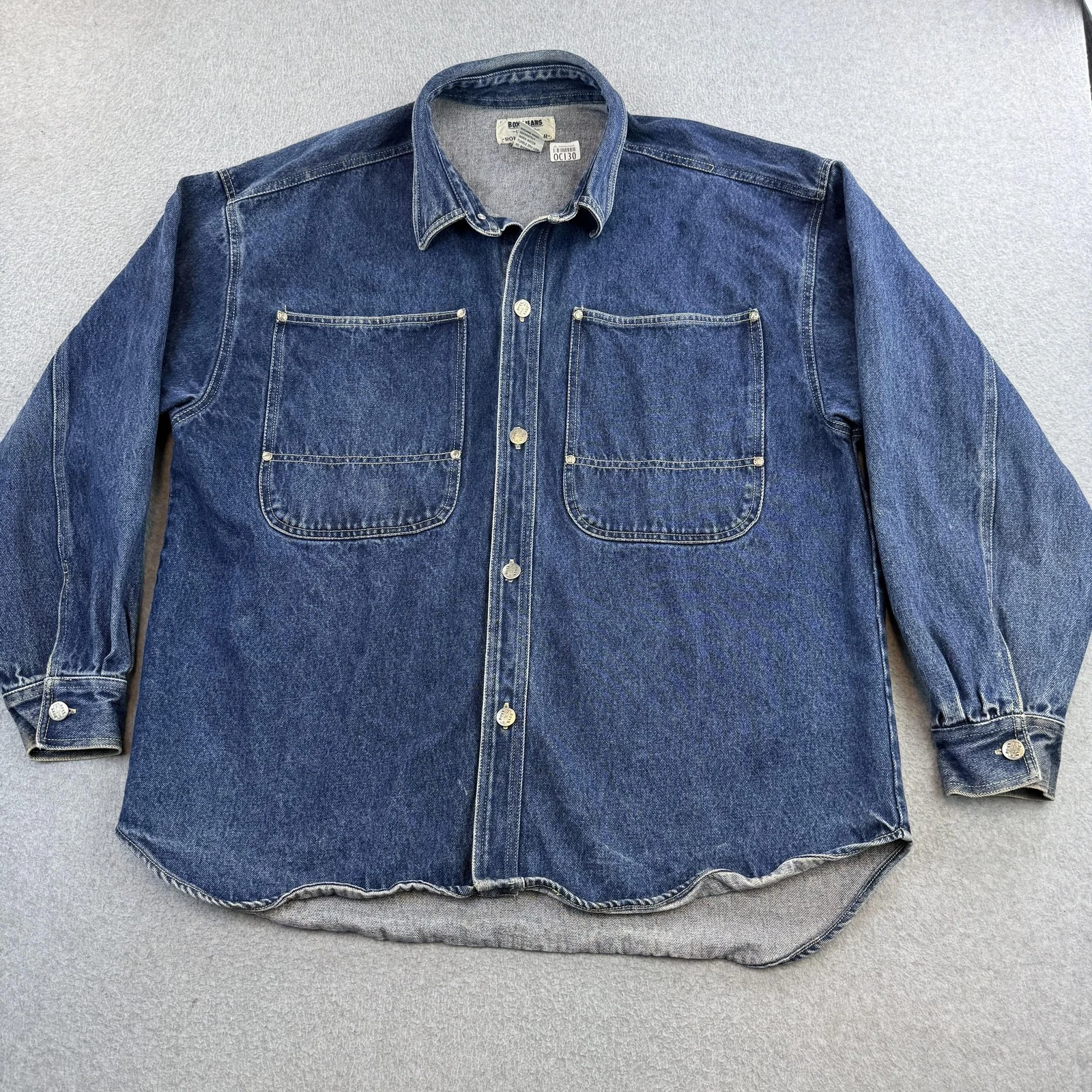 Boxx Jeans Denim Jacket Mens XL Blue Button Front Workwear Double Pocket Casual