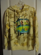 SCOOBY DOO MYSTERY MACHINE WOMENS YELLOW HOODIE SIZE XL SCOOBY/SHAGGY TUB8 